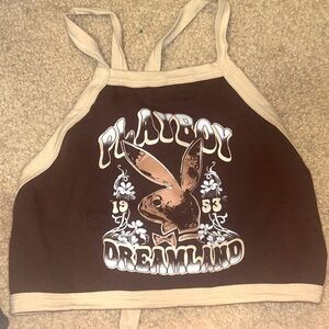 Playboy Dreamland Brown and Tan Halter crop Top